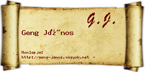 Geng János névjegykártya